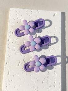 3入組紫色花朵女性髮夾