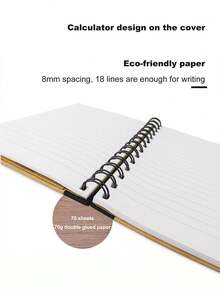 Libreta De Estudiante Multifuncional Con Calculadora Y Energía Solar, Regalo Portátil Creativo Y Conciso De Papelería De Papel Kraft - Marrón - Ver 4