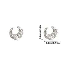 1對銀色時尚月形耳環,適合女性假日派對穿搭