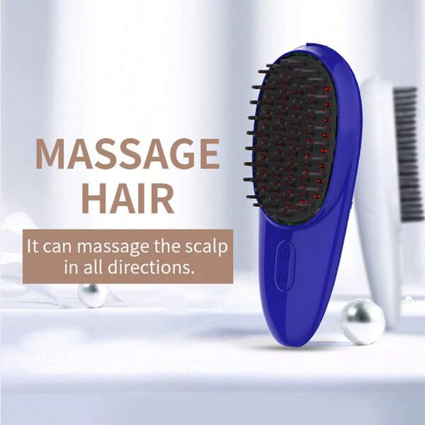 1pc Electric Massage Comb With Red And Blue Light Therapy And Vibration