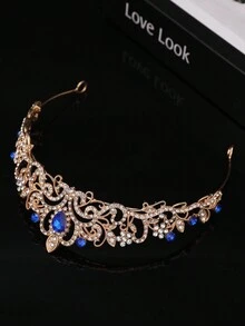 1入時尚公主皇冠甜美鑽石生日髮飾頭箍,適用於女性 - 寶藍色 - 查看 4