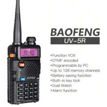 Baofeng 2pcs BAOFENG UV-5R Radio, 5W High Power Dual Band Two-Way Radio, Handheld Portable Walkie Talkie For Business Use, Hotel, Security, Hunting Sports