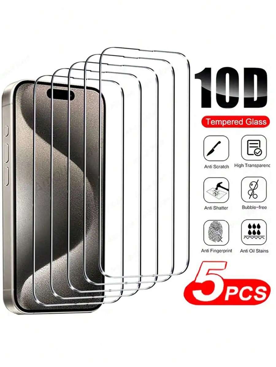 5 stuks gehard glas, compatibel met iPhone 16e, 15, 14, 13, 12, 11 Pro Max, X, XS, XR, Mini, 7, 8, 14 Plus, schermbeschermer, compatibel met iPhone 14, 15 Pro Max, glas, cadeau voor verjaardag, familie, vrienden, telefoonschermbeschermer, telefoonaccessoires