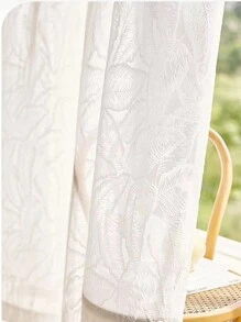 1入組法式風格奢華絨面立體機能窗簾,適用於客廳、臥室、陽台,保溫隔熱 - 白色 - 查看 5