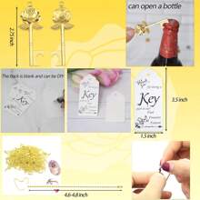 100 Sets Rose Key Bottle Opener Wedding Favors For Guests Bulk Skeleton Keys With Card For Rustic Party Bridal Showers - Gold - View 2