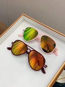 Children's Plastic Frame Aviator Fashion Glasses Suitable For Daily Wear - Multicolor - View 1