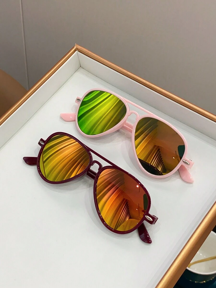 Children's Plastic Frame Aviator Fashion Glasses Suitable For Daily Wear - Multicolor - View 1
