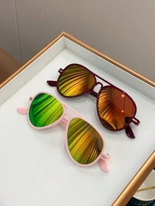 Children's Plastic Frame Aviator Fashion Glasses Suitable For Daily Wear - Multicolor - View 2