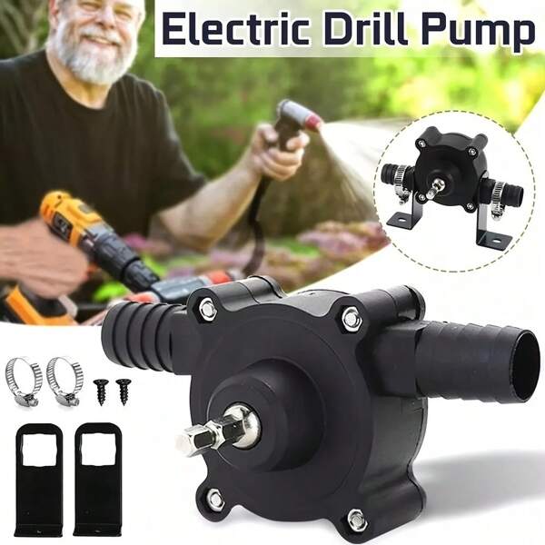 1pc Portable Electric Drill Pump,Fluid Water Pump, Mini Hand Self-Priming Liquid Transfer Pumps, Home Garden Outdoor Tool