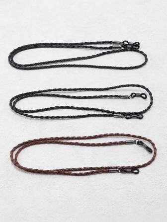 ชุด 3ชิ้น สายโซ่แว่นตาหนังแฟชั่นเป็นกลาง อุปกรณ์ประกอบแว่นตา