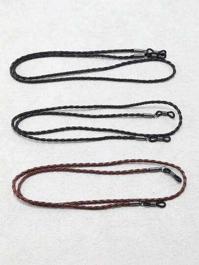 3pcs/Set Fashionable Unisex Leather Eyeglass Chain Decoration Glasses Accessories