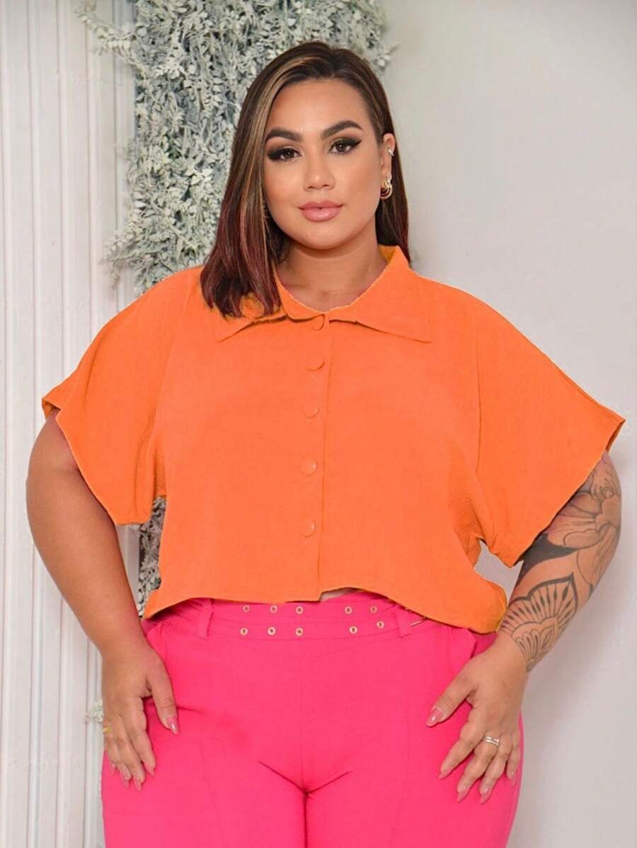 Plus Size Blouses - trái cam - Xem 1