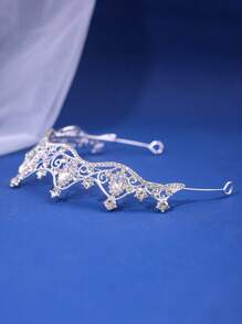 1 件裝新娘鍍銀合金皇冠頭飾,帶水鑽,適合婚禮、宴會、舞蹈、派對、日常佩戴