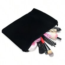 Flower & Letter A 設計女士黑色化妝包,旅行化妝收納袋,拉鍊袋,伴娘手提包,單件派對禮物