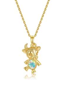 1入澳洲蛋白石鑲嵌手工原創設計吉祥十二生肖s925銀材質女童適用日常佩戴 - 金黃色 - 查看 19