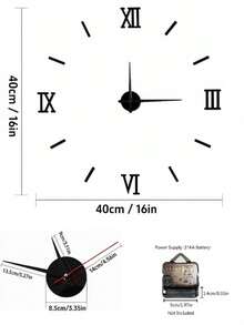 1個鏡子牆鐘,無框亞克力無聲時鐘,附帶diy貼紙 - 款式 - 查看 2