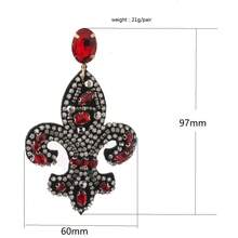 1pair Statement Red Glass Rhinestone Sewn Earrings For Women, Perfect For Party & Daily Wear - Geometry - View 3