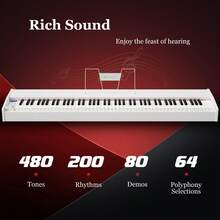 Sonart 88-Key Full Size Digital Piano Weighted Keyboard w / Sustain Pedal White/Black - 白色 - 查看 9