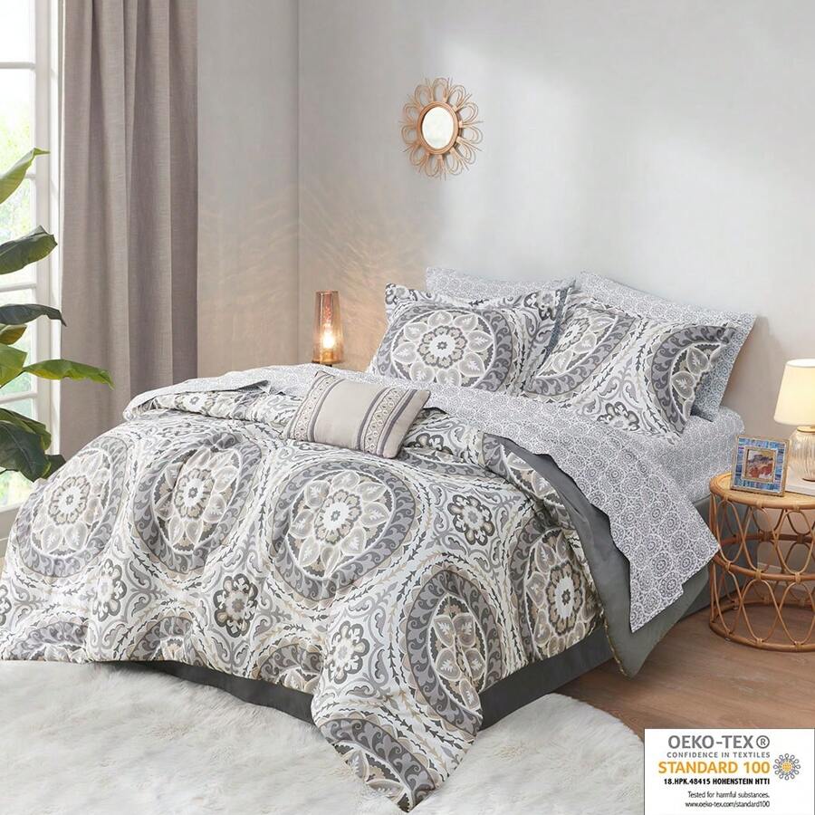 7 Piece Comforter Set With Bed Sheets - màu nâu sẫm - Xem 1