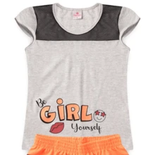 Conjunto Infantil Feminino Be Girl Yourself Verão Tam 4 ao 14 anos