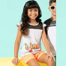 Conjunto Infantil Feminino Be Girl Yourself Verão Tam 4 ao 14 anos