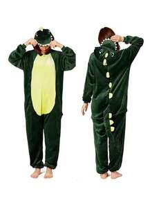 Mameluco Dinosaurio Pijama Adolescente y Adulto Para noches Cómodas Diseño Reptil Envío Protegido - Verde - Ver 3