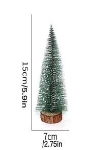 15cm Pine Tree Christmas Desktop Decoration Pine Tree Ornament With Flocking For Christmas - Green - View 3