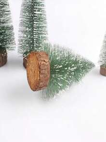15cm Pine Tree Christmas Desktop Decoration Pine Tree Ornament With Flocking For Christmas - Green - View 5