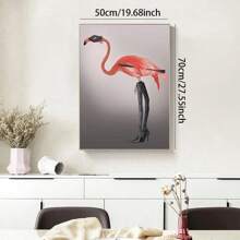 1張現代動物牆藝術海報及印花帆布畫,包含火烈鳥和金色鑰匙靴,適用於客廳家居裝飾,不包含相框
