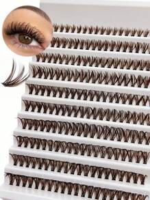Asiteo Brown Lashes DIY Faux Mink False Eyelashes Soft Fluffy D Curling Russian Strip 3D Multi-Style Lashes Makeup Extension Eyelashes Lash Clusters, Eyelash Clusters, Individual Eyelashes, Lashes, Fake Lashes - D - View 1