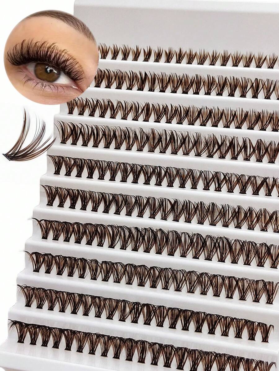 Asiteo Brown Lashes DIY Faux Mink False Eyelashes Soft Fluffy D Curling Russian Strip 3D Multi-Style Lashes Makeup Extension Eyelashes Lash Clusters, Eyelash Clusters, Individual Eyelashes, Lashes, Fake Lashes - D - View 1