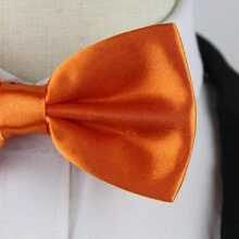 1 件男士纯色双层领结，商务正装领结，伴郎婚礼派对领带，1200 支面料 - 橘色 - 查看 2