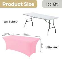 1個全覆蓋粉色彈性桌面蓋,可洗弹性氨綸長方形桌布,適用於派對,宴會,婚禮,雞尾酒會和假日 - 粉色 - 查看 5