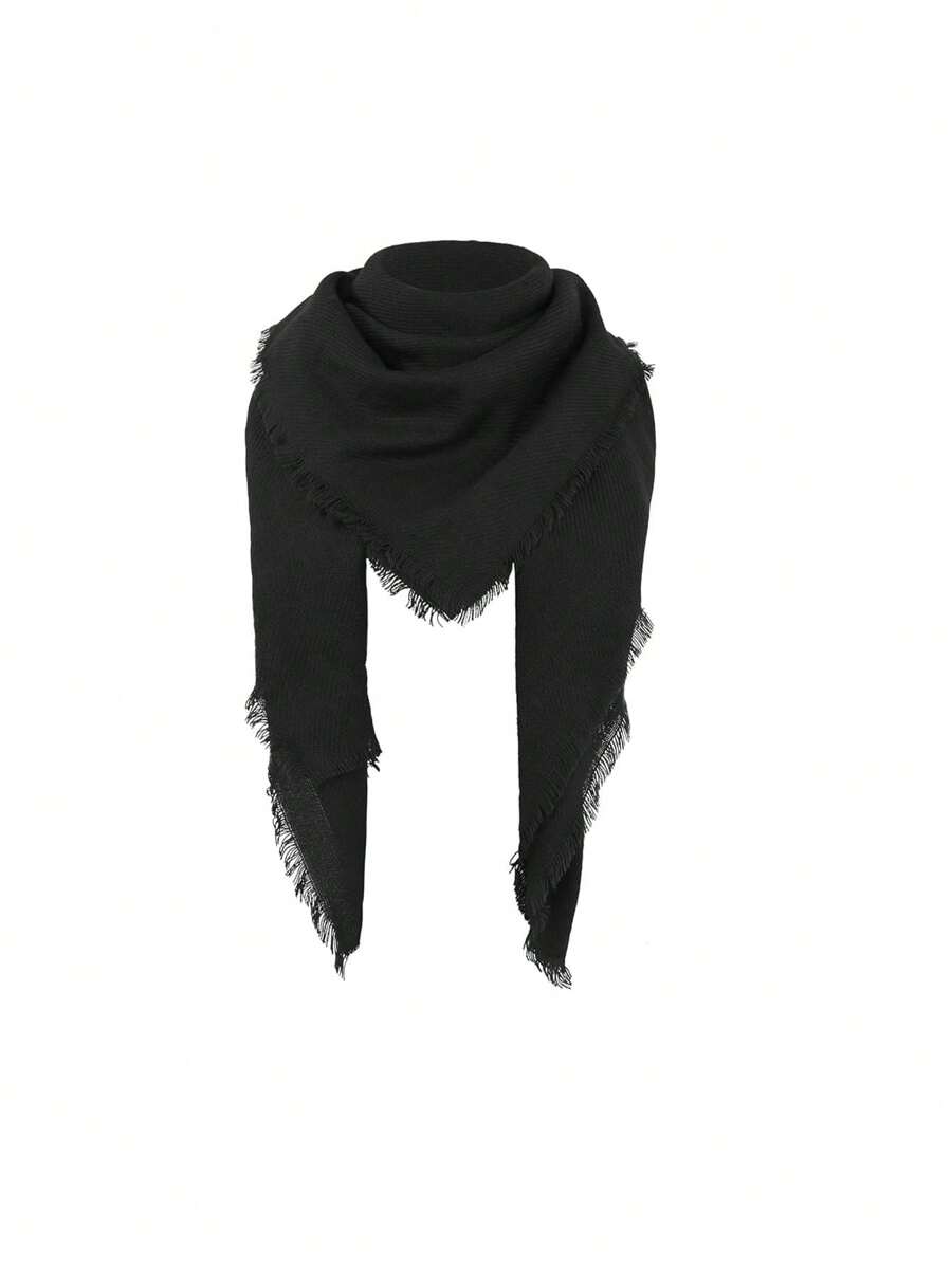 1條男女皆宜保暖冬季圍巾,柔軟厚實的黑色毯子圍巾,適用於女士和男士