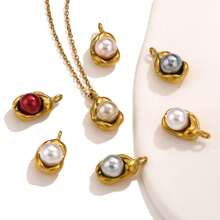 1入不鏽鋼吊墜個性化時尚豌豆形珍珠吊墜diy項鍊耳環珠寶配件