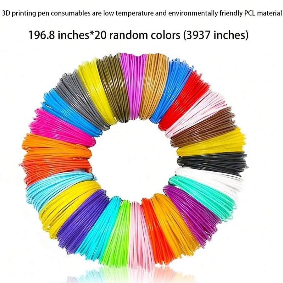 3D打印筆耗材為低溫PCL材料，196.8英寸×20種隨機顏色（3937英寸） - 196.8吋*20種隨機顏色(3937吋) - 查看 1
