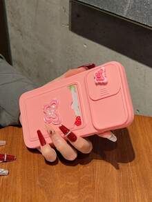 Push-Pull Double Butterfly Photo Frame Card Holder Mobile Phone Case Compatible With IPhone - Pink - View 2