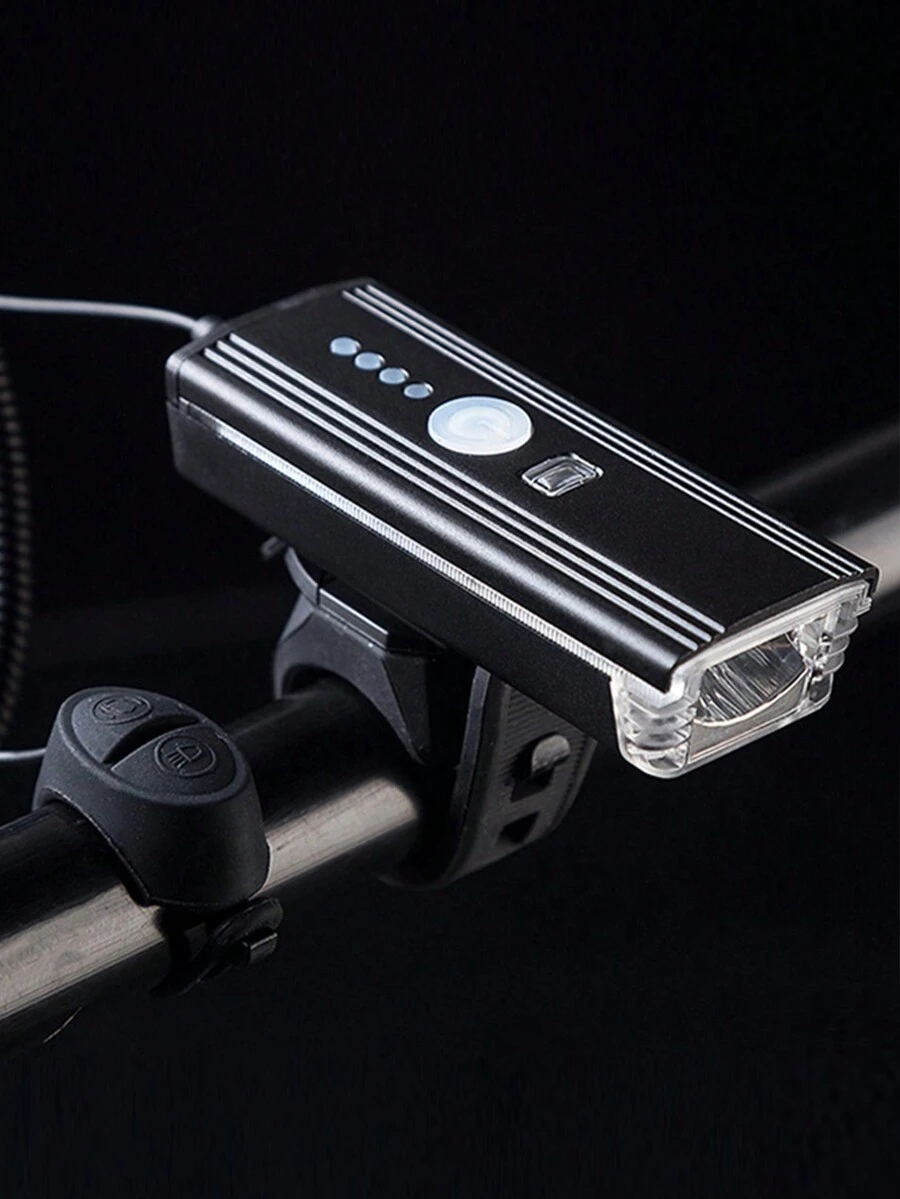 Bicycle Intelligent Light Sensor Front Light Usb Charging Mtb With Side Light & Horn Riding Equipment Accessory - Black - View 1