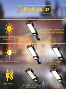 Lampara LED Solar de Alta Luminosidad para Exteriores - Focos LED Solares de Pared Resistentes a la Intemperie - Ilumina Patio, Terraza con Nuestra Lampara para Exteriores - 100% Energía Solar-a - Negro - Ver 4
