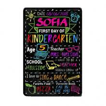 1入組"幼稚園的第一天"金屬鐵罐標誌裝飾畫,適用於家居廚房浴室臥室花園咖啡館酒吧戶外牆面復古藝術海報