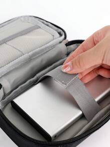 1個可攜式旅行通用電纜組織器電子配件袋,電子組織小型數字配件攜帶盒袋,適用於usb線、sd卡、耳機、充電寶等電子產品,為商務、旅遊、學校、辦公室等場合提供黑色電子袋,無線耳機、藍牙耳機、頭戴式耳機、耳塞充電器盒 - 黑色 - 查看 11