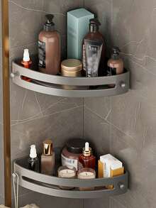 1 件塑料储物架，无需钻孔厨房、浴室卫生间壁挂式三角形储物架，厨房浴室整理和储物用品，浴室配件，厨房配件，整理用品