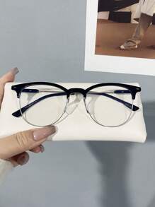 1 PC Women's Black Half Frame Glasses For Daily Work And Reading Use - Black - View 2