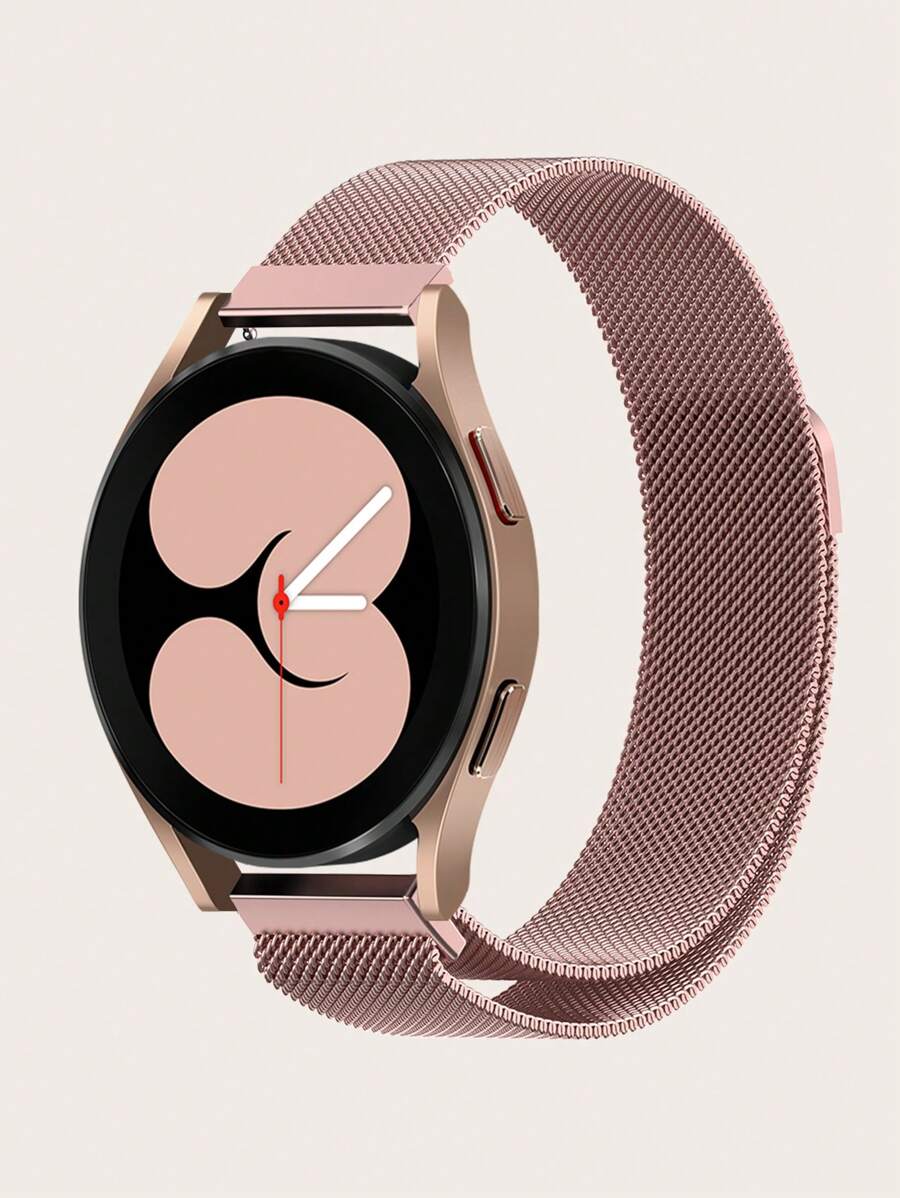 1pc Pink Magnetic Clasp Stainless Steel Watch Band Compatible With Samsung Galaxy Watch 7 / 6 / 5 / 4, Fits 40mm/42mm/43mm/44mm/45mm/46mm/47mm