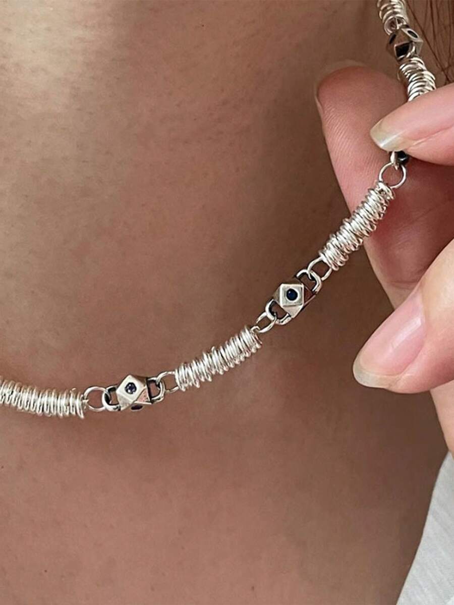 1 Miếng Fancy Màu sắc Pha lê Ngôi sao Hạt Dây chuyền Đối với phụ nữ Cặp đôi Retro Xương quai xanh Chuỗi Buổi tiệc Phụ kiện trang sức Qủa tặng - Bạc - Xem 1