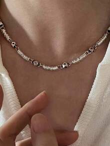 1 Miếng Fancy Màu sắc Pha lê Ngôi sao Hạt Dây chuyền Đối với phụ nữ Cặp đôi Retro Xương quai xanh Chuỗi Buổi tiệc Phụ kiện trang sức Qủa tặng - Bạc - Xem 4