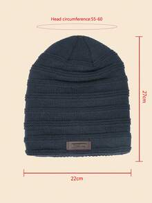 1 Mũ dệt kim dày ngoài trời dành cho nam có nút giữ ấm tai, chống gió, ấm áp, thích hợp để sử dụng hàng ngày và du lịch trong mùa thu đông thông thường - Màu xanh hải quân - Xem 4