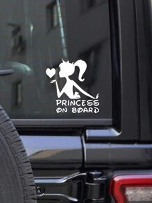 1 autocolant pentru mașină cu design prințesă la bord pentru fete