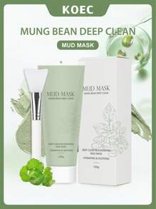 KOEC 綠豆深層清潔煥活泥面膜 120 克，深層清潔泥面膜帶刷，針對黑頭、粉刺、毛孔粗大和色素沉著、收縮毛孔、控油、清爽肌膚 - 綠色 - 查看 2
