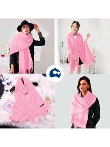 Bluelander Thick Winter Pashmina With Tassels, Windproof, And Fully Adjustable - Pink - View 6